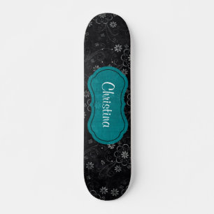 Svart Blommigt Old school Skateboard Bräda 19,5 Cm