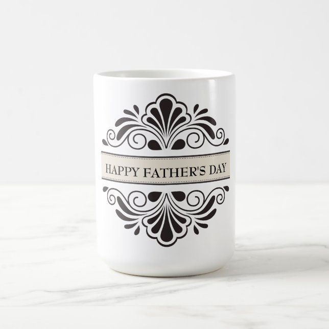 Svart Blommigt Ornament - Lycklig Fars dag Kaffemugg (Center)