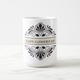 Svart Blommigt Ornament - Lycklig Fars dag Kaffemugg