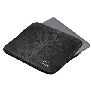 Svart blommigt-skaftsutformning laptop fodral