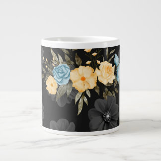 Svart Blommigt Specialty Mugg - Elegant och unik Jumbo Mugg