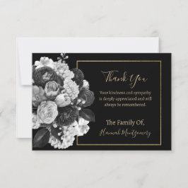 Svart Blommigt Sympathy Note Card Anteckningskort