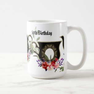 Svart Blommigt Tekanna Eftermiddagstid Tea 50:e fö Kaffemugg