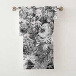 Svart blommigt Toile för Dahlias för