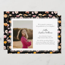 Svart Blommigt Watercolor Wildblommor Studenten