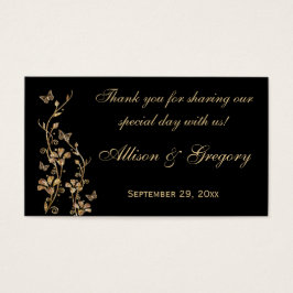 Svart, Blommigten Guld, Märkrn Butterflies Wedor F Visitkort