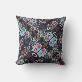 Svart blommigtens geometriska mönster vacker kudde