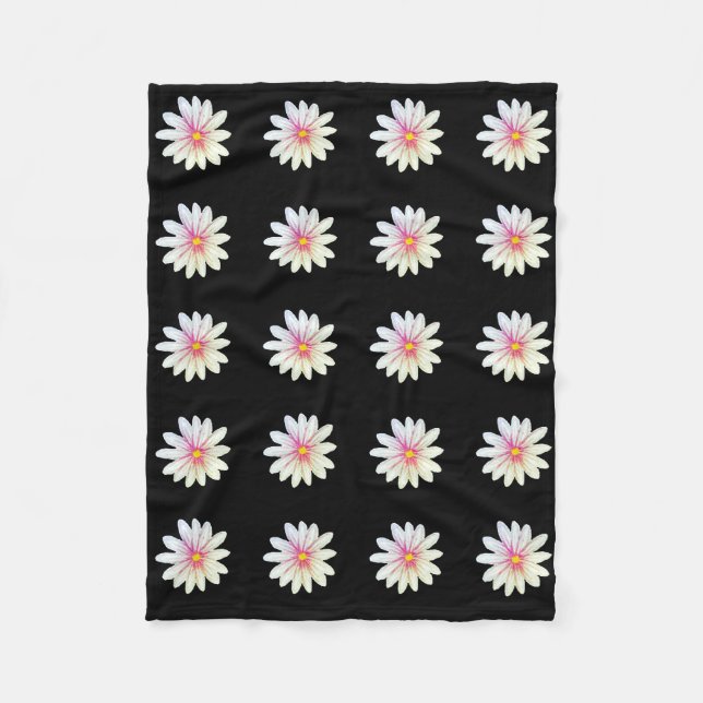 Svart blommönster fleecefilt (Framsidan)