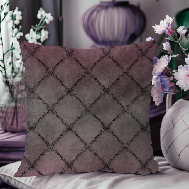 Svart Blommönster med minimal Vintage Kudde (Skapare uppladdad)