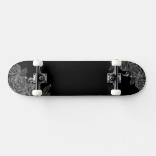 Svart blommor mini skateboard bräda 18,5 cm