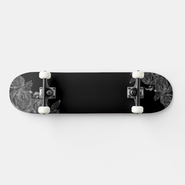 Svart blommor mini skateboard bräda 18,5 cm (Horz)