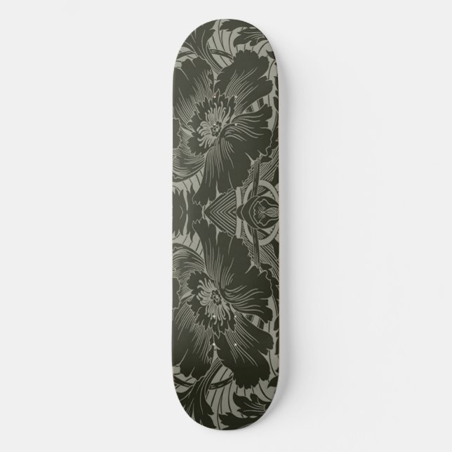 Svart blomskateboard skateboard bräda 20,5 cm (Framsida)