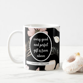 Svart blomskrift kaffemugg