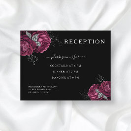 Svart blomster burgunderfärgade peonior bröllopsmo tilläggskort