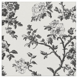 Svart blomstergren Toile-mönster Tyg
