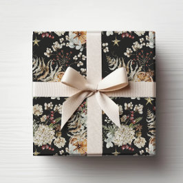 Svart Boho Botanisk Presentpapper