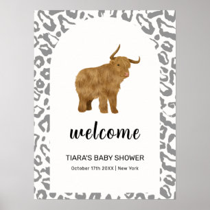 Svart Boho Heliga Ko Western Baby Shower Välkommen Poster