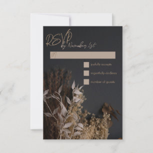 Svart Boho Rustic Blommigt-Bröllop OSA Kort