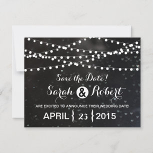 Svart Bokeh Ljussträng Save the Date Spara Datumet