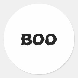 Svart bokstensfärgad och vit spoky Halloween  Runt Klistermärke