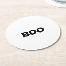Svart bokstensfärgad och vit spoky Halloween Underlägg Papper Rund