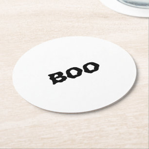 Svart bokstensfärgad och vit spoky Halloween Underlägg Papper Rund