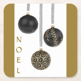 Svart Boll-julprydnader Underlägg Papper Kvadrat