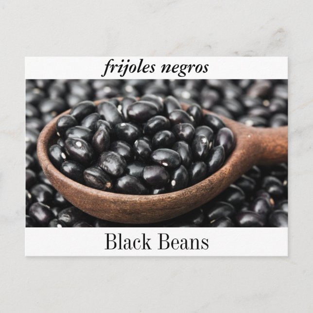 Svart bönas vykort eller "Frijoles Negros". (Framsida)