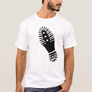 Svart Bootprint (stor) T-tröja T-shirt