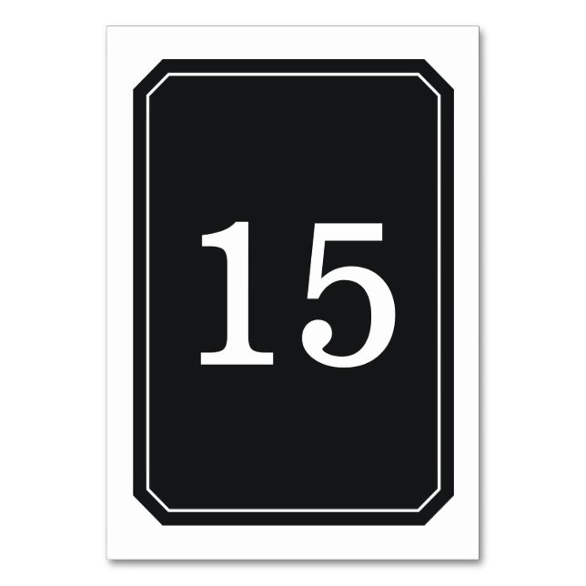 Svart Bord-kort för enkel Elegant Bordsnummer (Framsidan)
