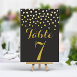 Svart Bordsnummer för Guld-Elegant-<br><div class="desc">Lägg till en gnutta glamor och gnistra till din bröllopsmottagning med de här elegant bordsnumren. De här korten skapar ett modernt och chic utseende med en kaskad av skuggande konfetti guld. Anpassa enkelt till bordsnumren för att skapa en sammanhängande och oförglömlig inställning till bord.</div>