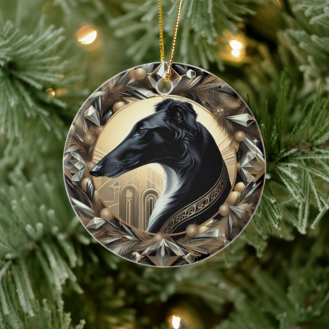 Svart Borzoi Skönhetsprydnad Julgransprydnad Keramik (Träd)