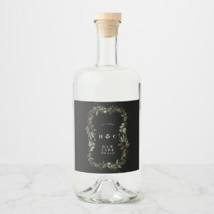 Svart botanicals Guld Modern Eucalyptus Gin Oval Spritflaskor Etikett