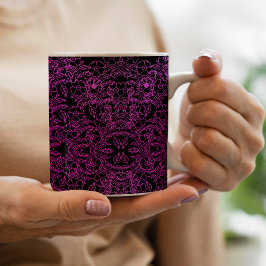 Svart botanisk rosa Blommigt Gradient dekorativ Kaffemugg