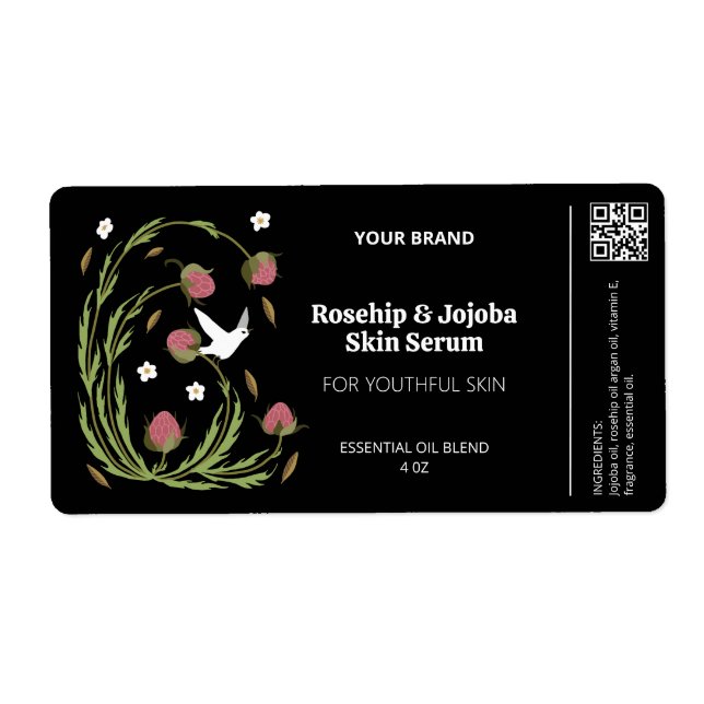 Svart botaniska dropper Flaska-etiketter Fraktsedel (Framsidan)