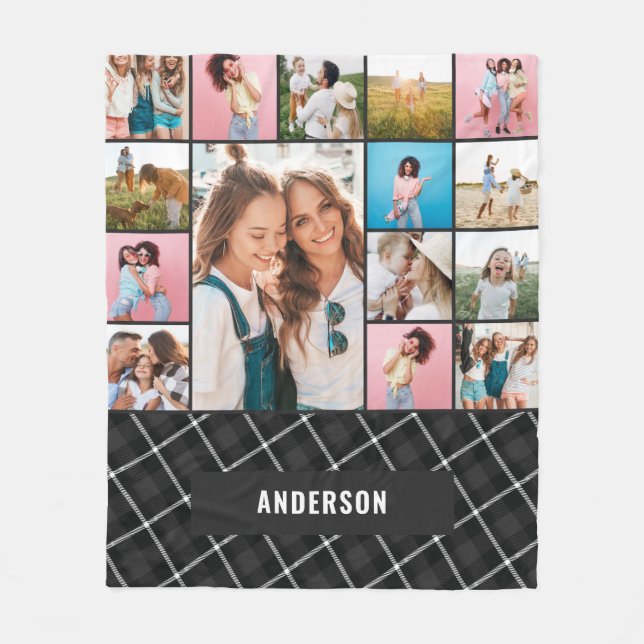 Svart botaniskt modernt, minsta pampas 15-foto fleecefilt (Framsidan)