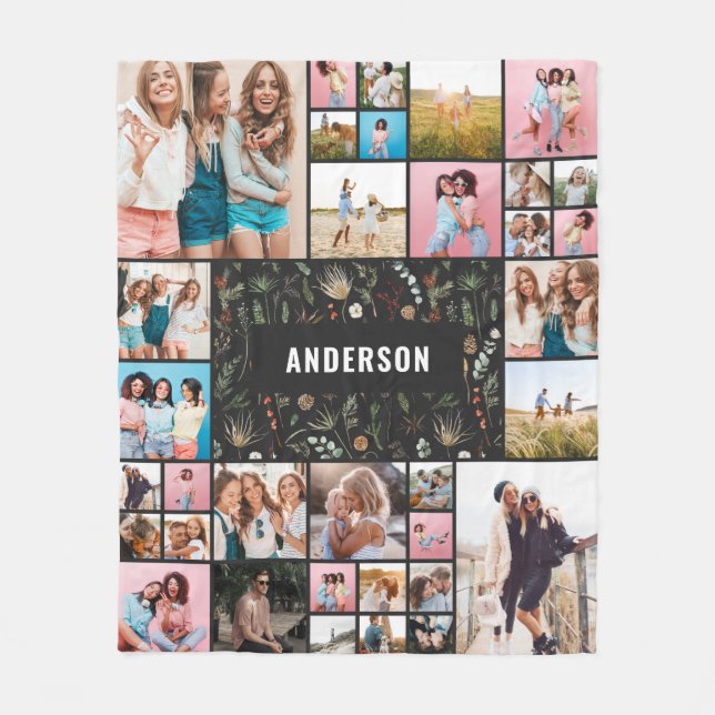 Svart botaniskt modernt, minsta pampas 34-foto fleecefilt (Framsidan)