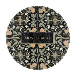 Svart botaniskt orangeblommor mönster