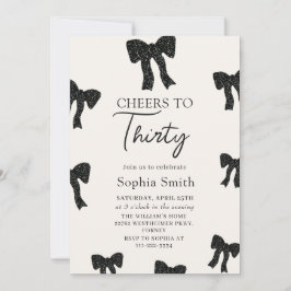 Svart Bow 30års födelsedag-inbjudan Inbjudningar