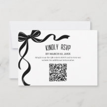 Svart Bow Bröllops QR-kod Svar Insats