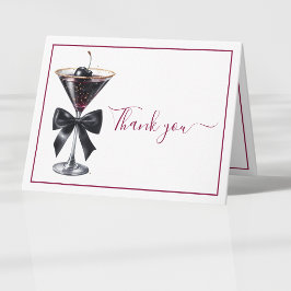 Svart Bow Cherry Cocktail Martini Tack Kort