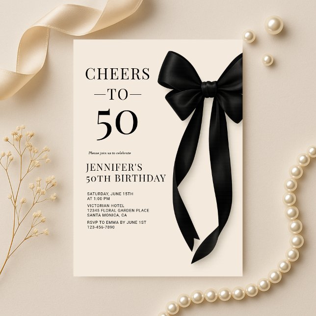 Svart Bow Coquette 50-årsdag Inbjudningar (Skapare uppladdad)