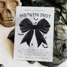 Svart Bow Coquette Halloween-inbjudan