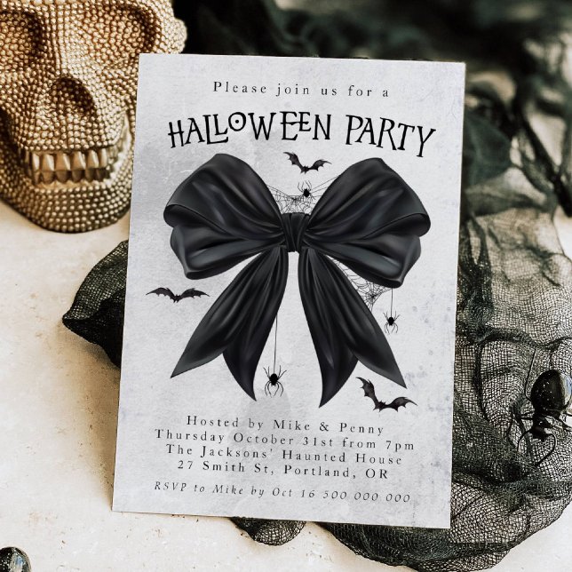 Svart Bow Coquette Halloween-inbjudan Inbjudningar (Skapare uppladdad)