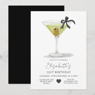 Svart Bow En liten smula äldre Olive Martini Födel Inbjudningar