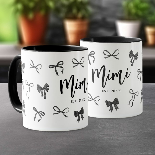 Svart Bow Etablerat År Mormor Mimi Mugg (Skapare uppladdad)