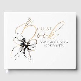 Svart Bow Gold Script Gästbok