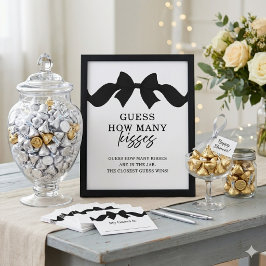 Svart Bow Guess Hur Många Pussar Bröllopsfestskylt Poster