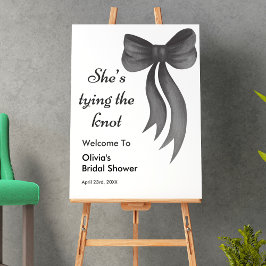 Svart Bow hon knyter knuten Bröllopsdusch Poster