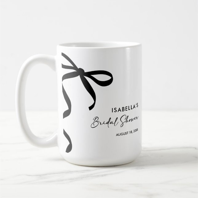 Svart Bow Hon knyter knuten Bröllopsfest Kaffemugg (Vänster)